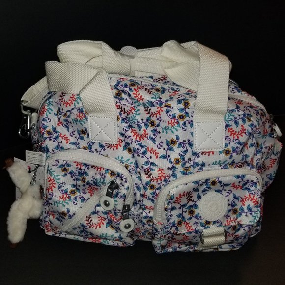 Kipling Defea satchel purse tote shoulder bag "Palm Spring Night White" … - Picture 1 of 9